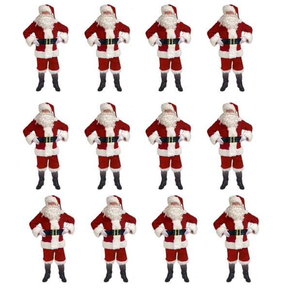 5/6 st Santa Claus Cosplay Kostym Julset Set 5 pcs XXXL 5 pcs L