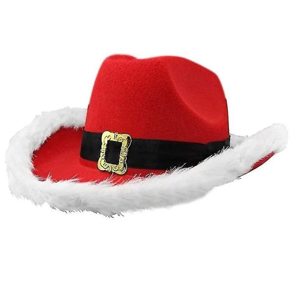 Jultomtens cap Julhatt Filtmössa Röd Hatt Cowgirlhatt med bred brätte Jazzhatt för kvinnor Me
