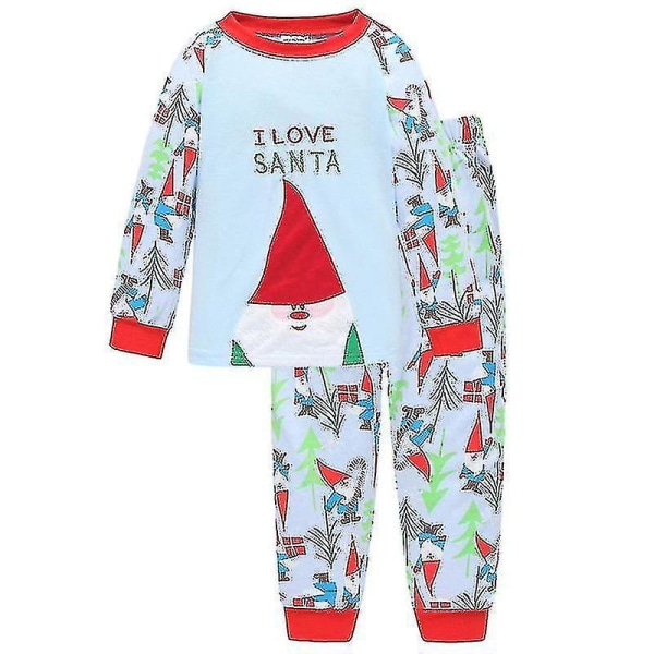 Kids Boy Girl Christmas Pyjamas Set Xmas Long Sleeve Nightwear Nattkläder Outfit_aw Blue Santa Claus
