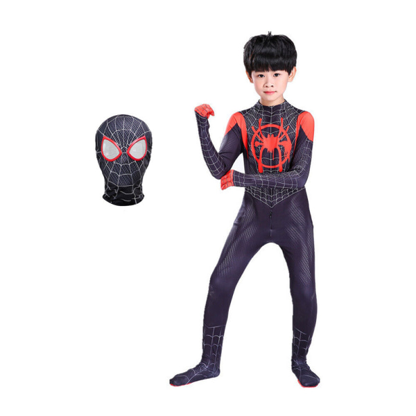Kids Miles Morales kostym Spiderman Cosplay Jumpsuit  cm zy 160 110