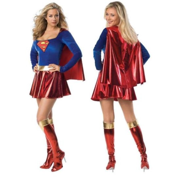 Vuxen Cosplay Kostym Klänning Sko Set Supergirl Superhjälte Kostym 2XL 2XL