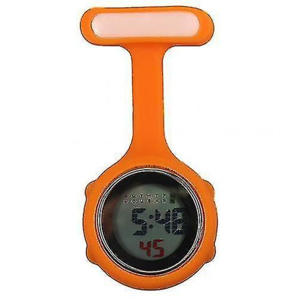 Digital display urtavla för damer Sjuksköterska Brosch Pin Häng elektrisk watch（orange）