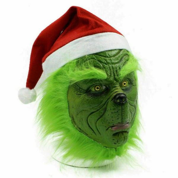 Jul The Grinch Mask Xmas Kostym Vuxen Cosplay Rekvisita