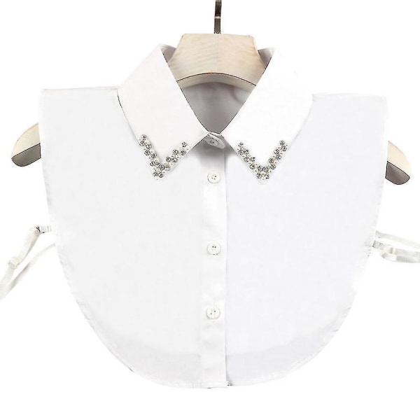 Double Line Pearl Diamond Fake Collar Avtagbar blus Eleganta halvskjortor