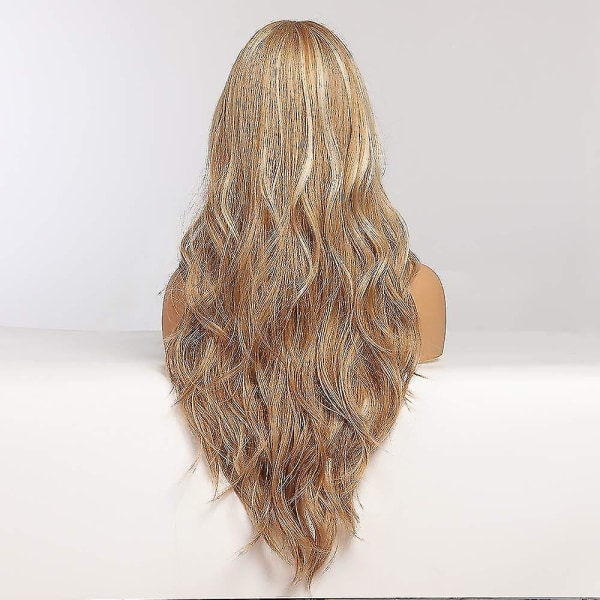 Lång blond peruk för kvinnor Blonda ombre peruker Långa naturliga vågiga syntetiska peruker i mitten Värmebeständig