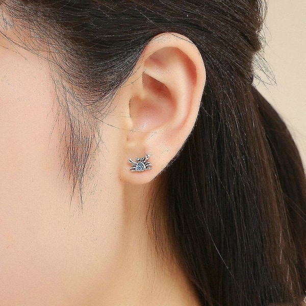 Silverplätering Söt havskrabba små blå örhängen för kvinnor mode örhängen smycken present