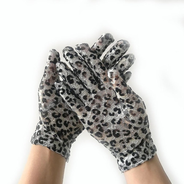 Spetshandskar Solskydd Andas Leopardmönster Handskar Svart