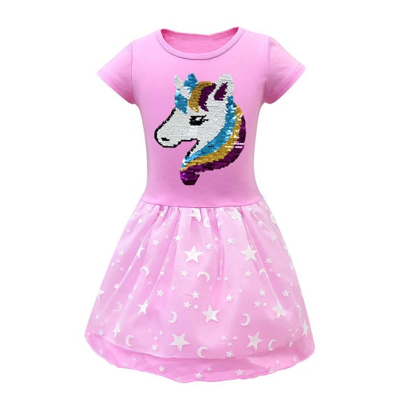 Unicorn Princess Dress Cosplay Party Costume Girl's Dress pink 130cm pink 140cm