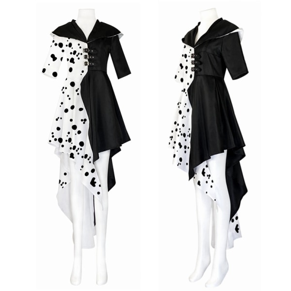 Girls Cruella de Vil Kostym Fancy Dress Cosplay Party Outfit 110 cm