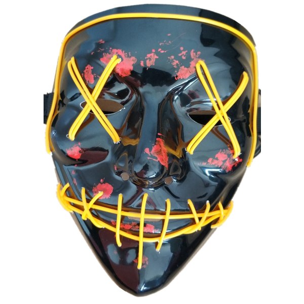 Halloween Skräckmask Cosplay Led Costume Mask Light Up Halloween festlig fest (glödgul)