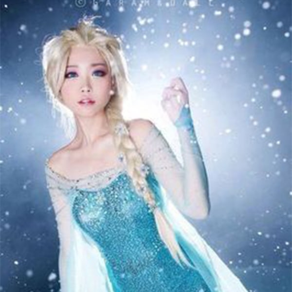 Princess Frozen Elsa Dress Up Kostym Med Cosplay Dam Klänning 2XL L