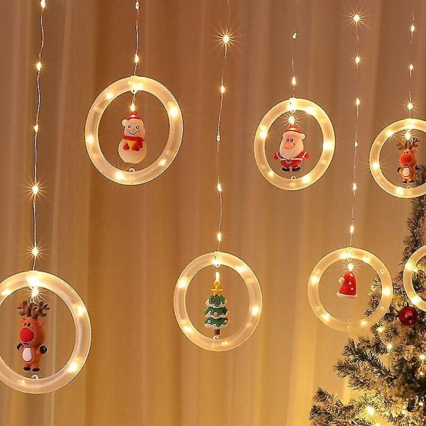 Julstämning dekoration rum fönster stjärna LED-lykta som önskar isremsa ljussnöre dekorati