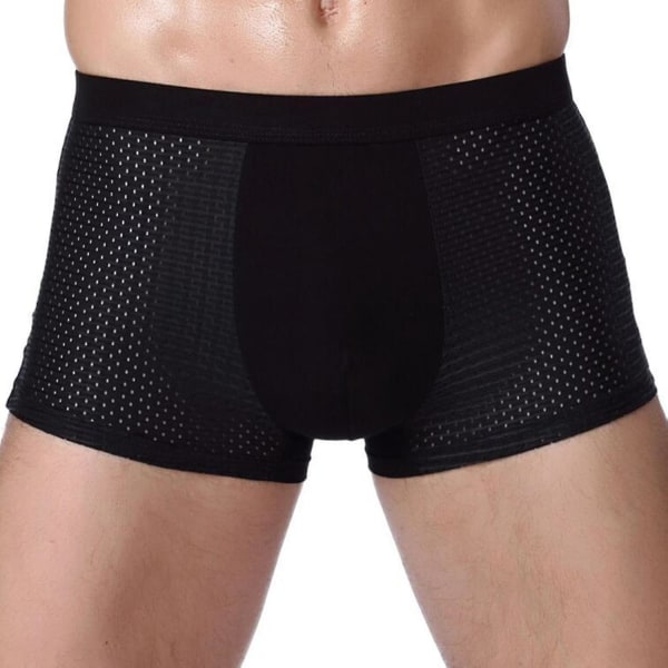 Boxer för män, snabbtorkande, andningsbart mesh 3d-designkalsonger Underkläder med brett midjeband Black