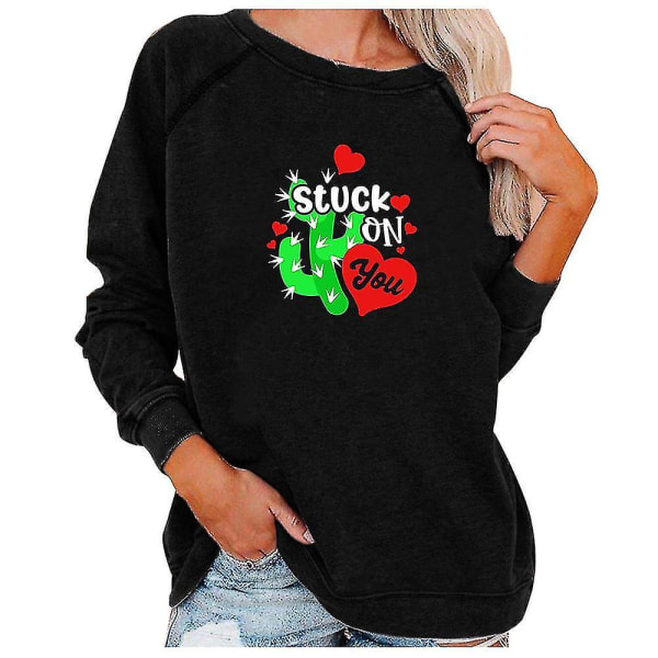 Kaktus långärmad tröja för kvinnor Black