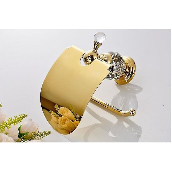 Pappershållare Kristall Solid Mässing Guld Pappersrullehållare Toalettpappershållare Mjukpappershållare (guld)