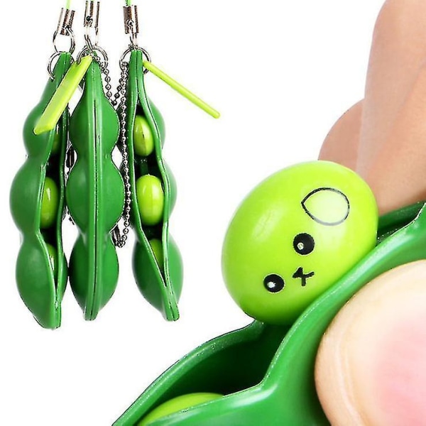 1st 5st Dekompression Edamame Leksaker Squishy Squeeze Peas Beans Nyckelring Cute Stress Adult Toy Fidge
