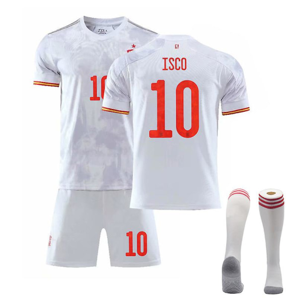 Spanien Jersey Fotboll T-shirts Set för barn/ungdomar ISCO 10 ISSO 10 Away XS