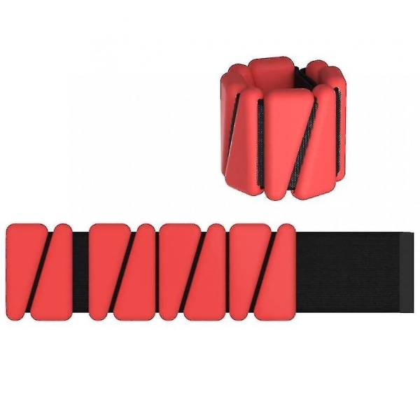 Set med 2 (1 lb vardera) justerbara bärbara handleds- och ankelvikter (röd)