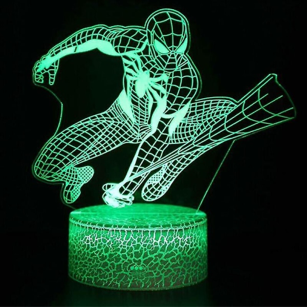 (C) Barn Pojke Spiderman 3D LED Nattljus Touch Bordslampa Födelsedag Heminredning Present