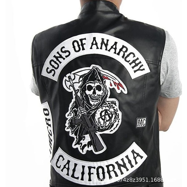 Sons Of Anarchy Hoodie Tv Soa Cosplay Kostym Herr Dragkedja Jacka Läderväst Rock Punk Cap Mayans Mc Halloween Kostym För Herr Hoodie gray L Vest XXL