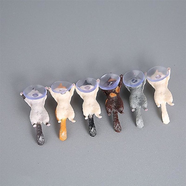 6 st kattfigurer, miniatyr kattsug Design telefonhållare, mini Fairy Garden tecknad staty