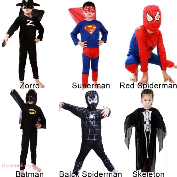 Barn Pojkar Tshirt Byxa Superhjälte Spiderman Cosplay Set Batman L Skeleton4 L