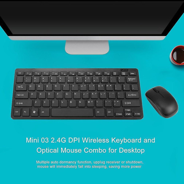 Mini 03 2,4g Dpi trådlöst tangentbord och optisk muskombination för skrivbordet