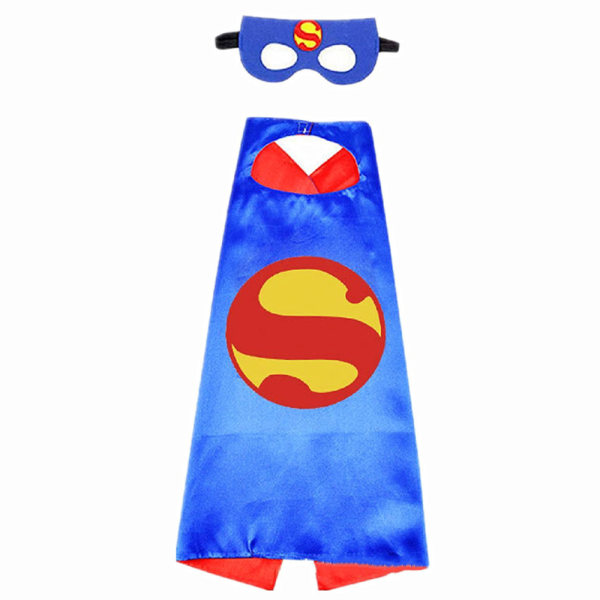 Kids Superhero Cosplay Cape Costume Cloak+ Eye Mask Halloween E G