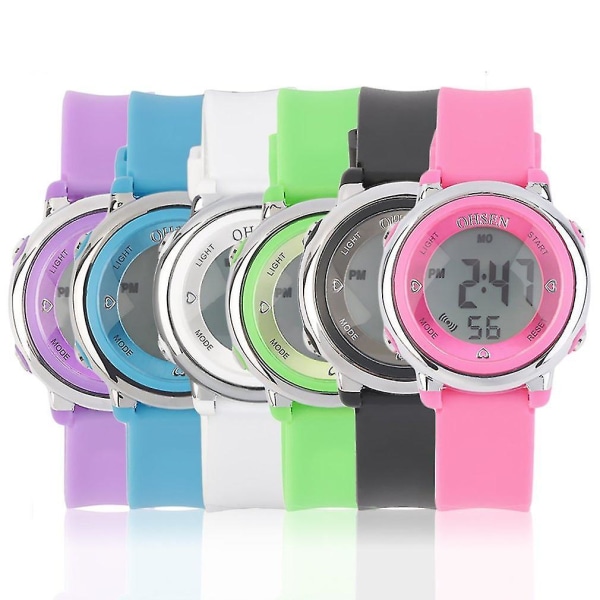 Mode Kvinnor Tjej Silikonband Digital Led Armbandsur Watch