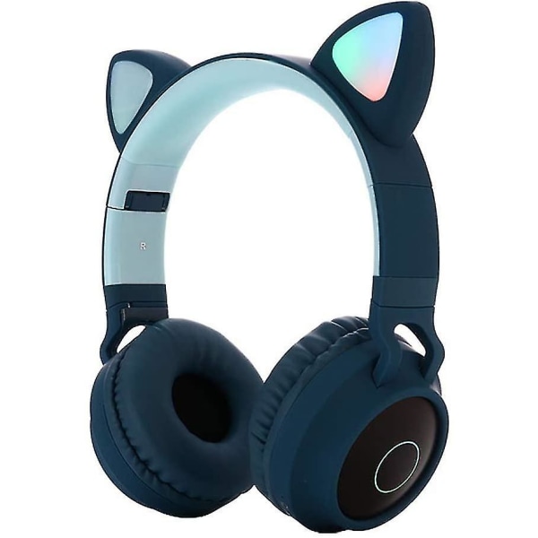 Kids 5.0 Cat Ear-hörlurar Vikbara on-ear trådlöst stereoheadset med mikrofon LED-ljus och volym