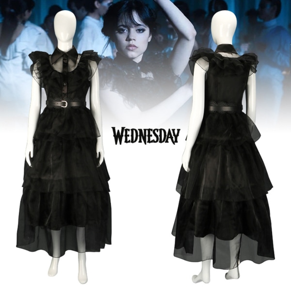 Wednesday Raves' N Dance Cosplay Klänning Svart för vuxna barn black m xl