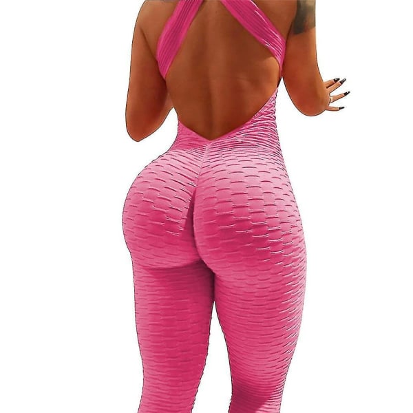 Yogadräkt för kvinnor Tiktok Scrunch Butt Criss Cross Yoga Fitness Gym Träning Hög midja kropp Fuchsia