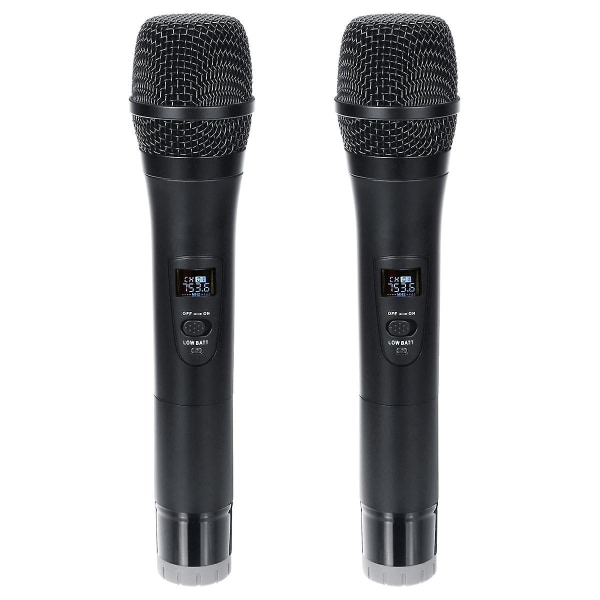 Professionell UHF dubbel trådlös handhållen karaokemikrofon med 3,5 mm mottagare