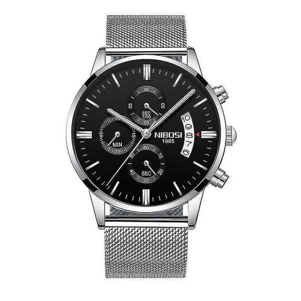 Minimalistisk watch för män med datumdisplay i mesh stål