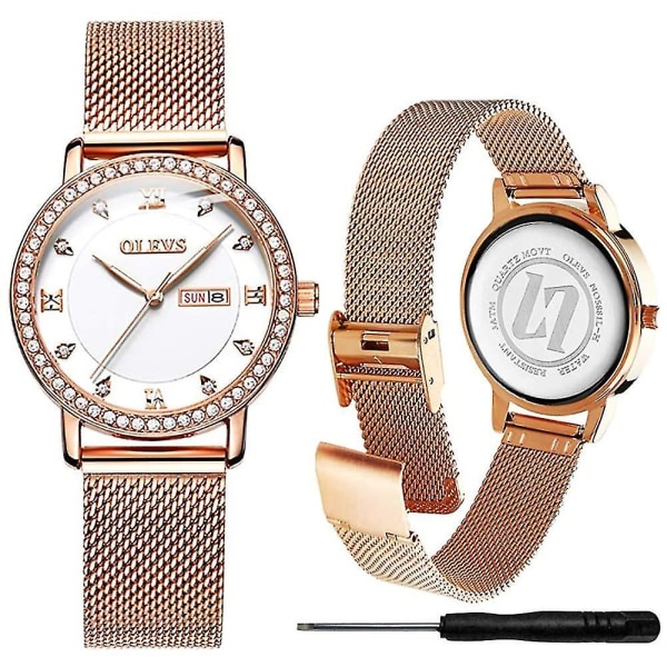 Klassisk kvinnor Quartz Business Watch med rostfritt stål band Vattentäta klockor romerska siffror Uniqu