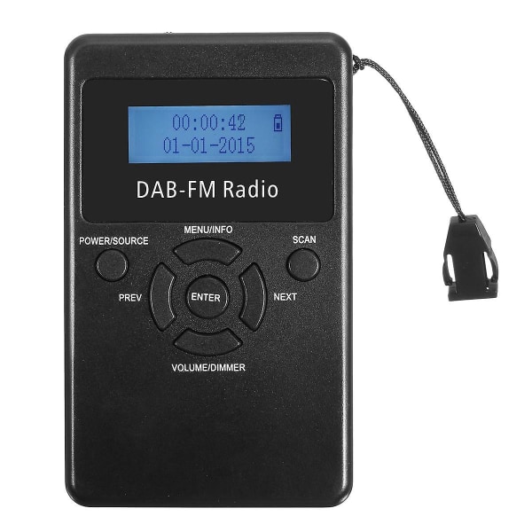 FM/DAB-radio Bärbar digital ljudsändning Uppladdningsbar mottagare hörlurar