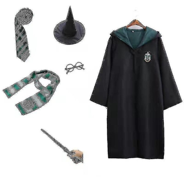 Harry Potter 6st Set Magic Wizard Fancy Dress Cape Cloak Kostym green