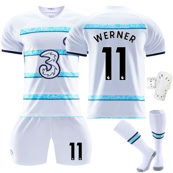 Chelsea F.C bortatröja 22-23 Kante fotbollströja för barn Werner 11 With socks+protect Havertz 29 #S