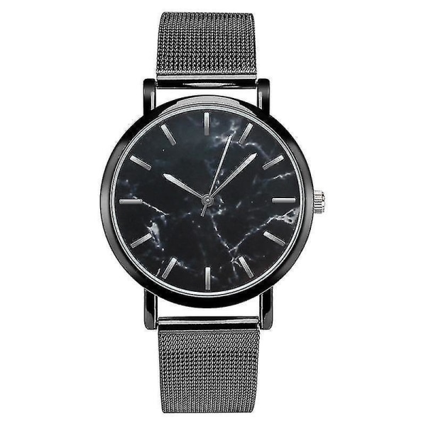 Mode Kvinnor Marmor Yta Rostfritt stål Band Dam Klänning Quartz Watch