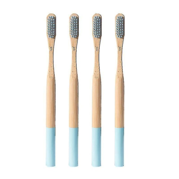 4 st biologiskt nedbrytbar bambu tandborste Miljövänliga tandborstar för resor hemmabruk (himmel-)