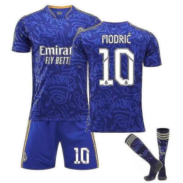 Real Madrid Borta Sapphire Blue nr 9 Benzema tröja nr 20 Vinicius Modric Fotbollströja Kostym barntröja 21 22 MODRIC 10 XS