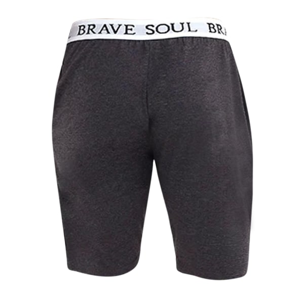 Brave Soul Herr Logotyp Midjeband Jersey Lounge Shorts M Grå Grey Grey L