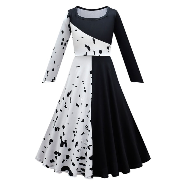 Cruella De Vil Kuila Klänningar Halloween Cosplay Kostymer Fest white 130cm white 120cm