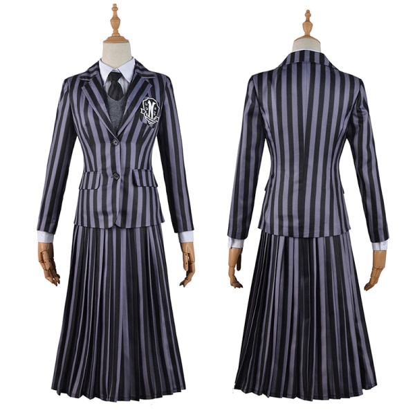 Anime Wednesday Adams Family Cosplay Klänning Kostym Outfits Woma DXXL BL