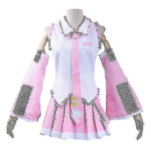 Kawaii Vocaloid Miku Peruk Kostym Japan Midi-klänning Nybörjare Framtid Kvinnlig Halloween-flickaduk Pink Full set