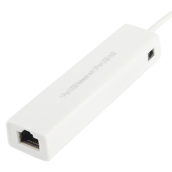 USB 2.0 Ethernet nätverksadapter + 3 portar USB HUB (vit)