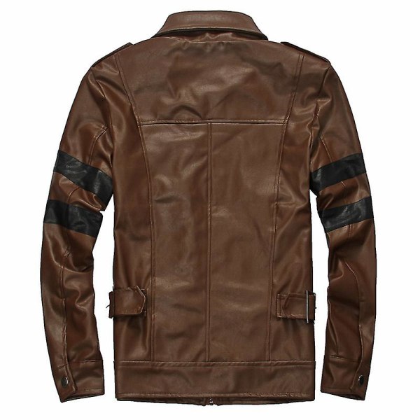 Pu Leather Jacket For Resident Evil Game Cosplay Jacket For Biohazard Motorcycle Fashion Outerwear Brown XXXL