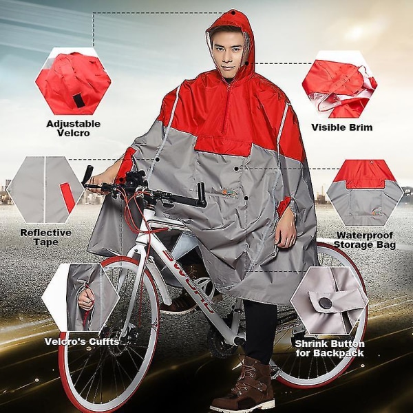 Qian ogenomtränglig regnkappa Kvinnor/män Utomhus Regn Poncho Ryggsäck  Reflekterande Design Cykling Klättring 3abc | Fyndiq