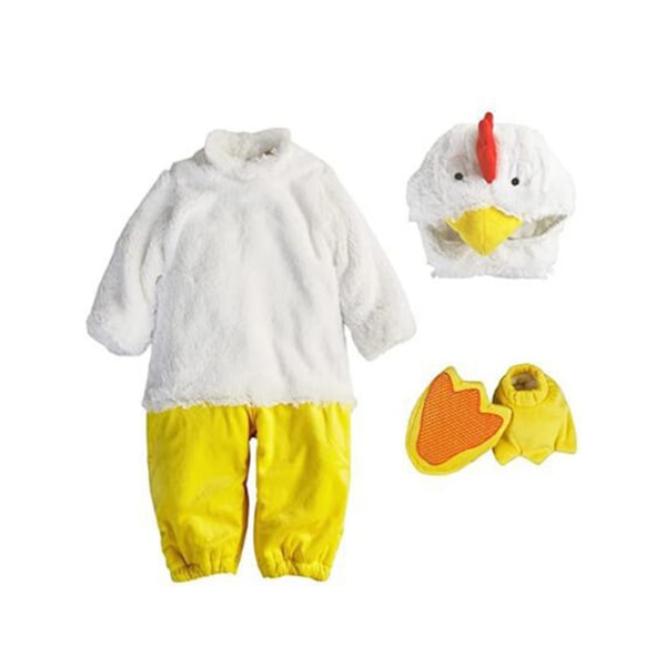 Påsk Kids Chicken Cosplay Kostym Outfitt Animal Fleece Romper 3-6M 12-18M
