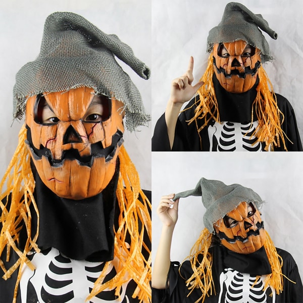 Carnival Halloween Party Pumpkin Scarecrow Mask Cosplay As pics